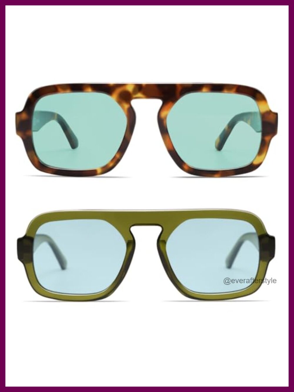 Retro Square Aviator Sunglasses Oversized UV400 Metal Studs